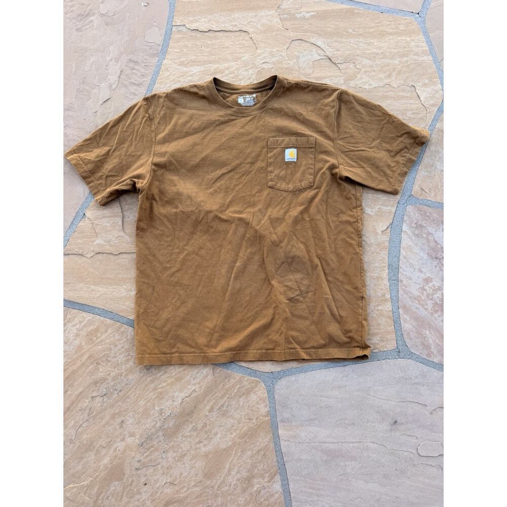 Carhartt Shirt Mens L Brown Short Sleeve Original Fit Pocket Workwear Outdoors
